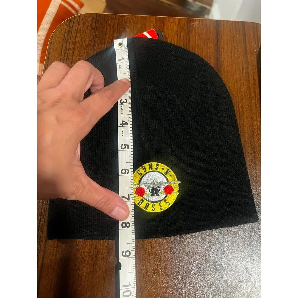Guns N’ Roses Black Knit Beanie Embroidered Logo Rock Band Hat